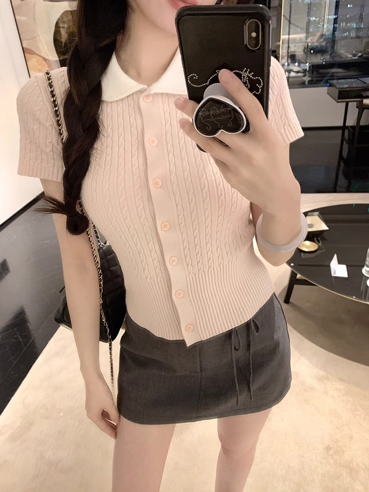 Slim short sweater short sleeve T-shirt for women