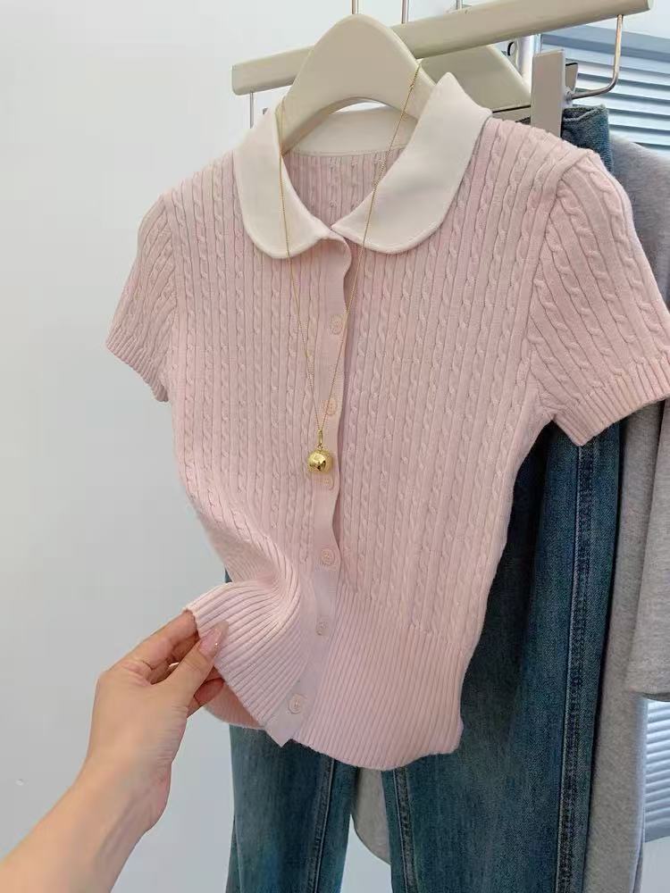 Slim short sweater short sleeve T-shirt for women