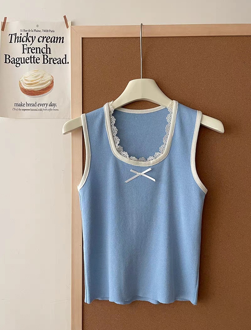 Sweet lace vest knitted wears outside tops for women