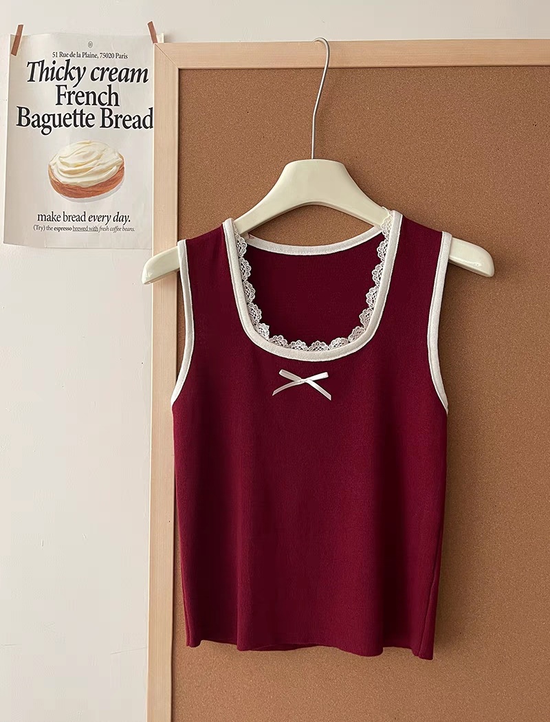 Sweet lace vest knitted wears outside tops for women