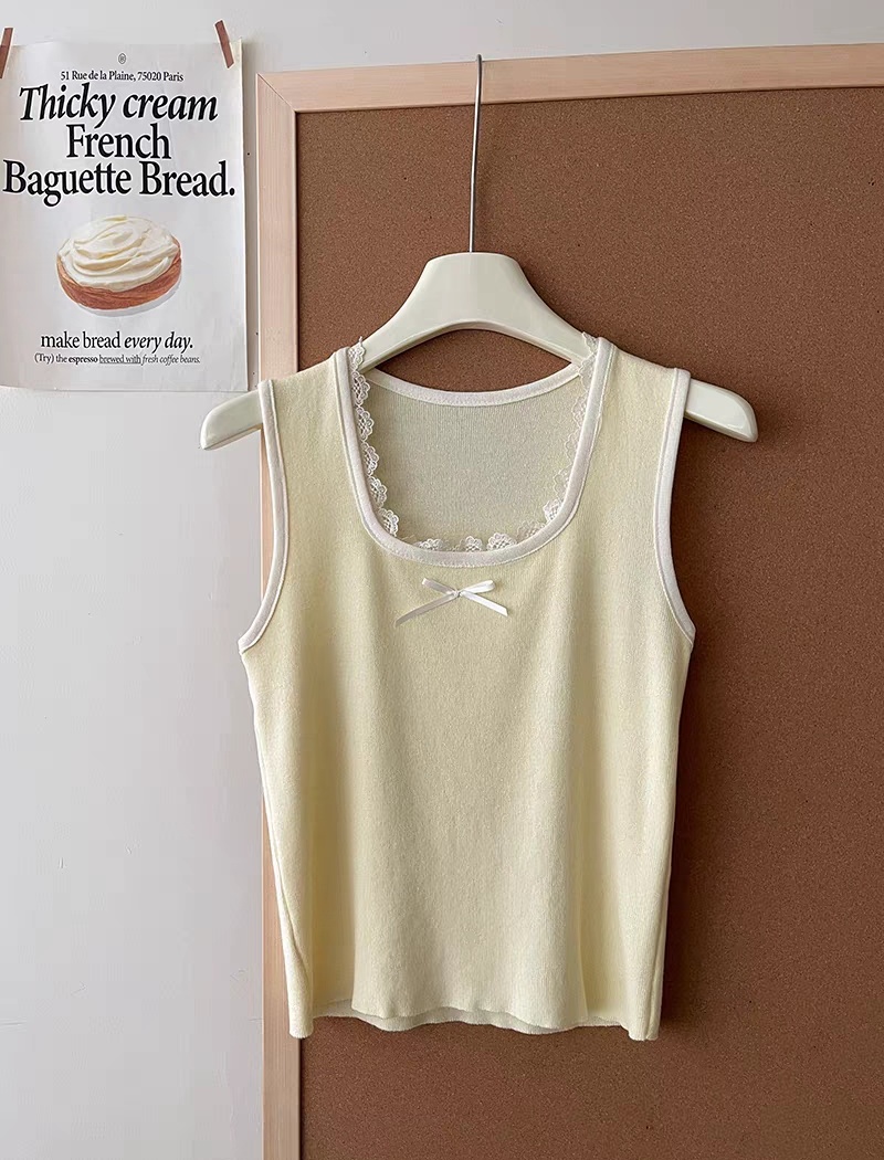 Sweet lace vest knitted wears outside tops for women