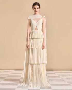 Hollow multilayer dress champagne strap dress for women