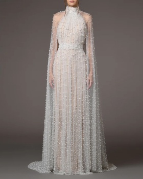 Summer cstand collar shawl long dress for women