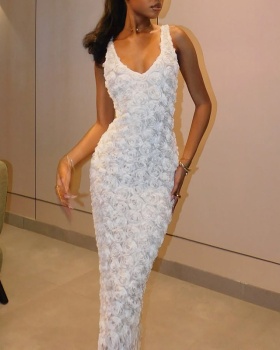 Stereoscopic strap dress European style dress