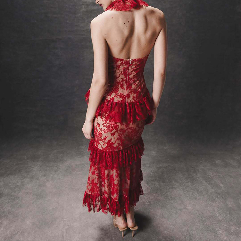 Perspective summer long dress V-neck dress for women