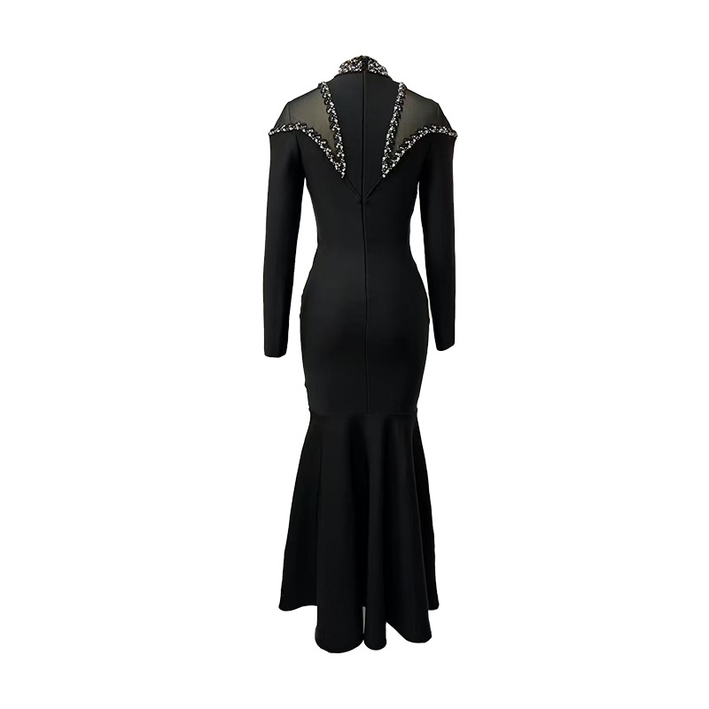 Summer gauze dress cstand collar formal dress for women