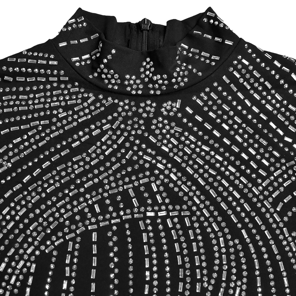 Gauze rhinestone fashion sexy slim perspective dress