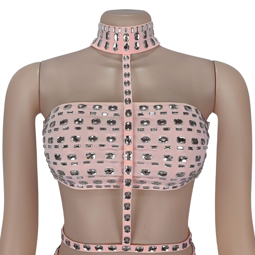 European style wrapped chest skirt sexy tops a set