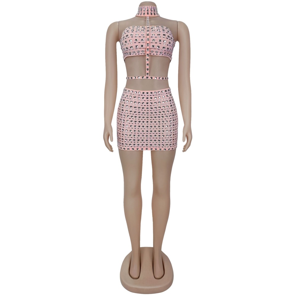 European style wrapped chest skirt sexy tops a set