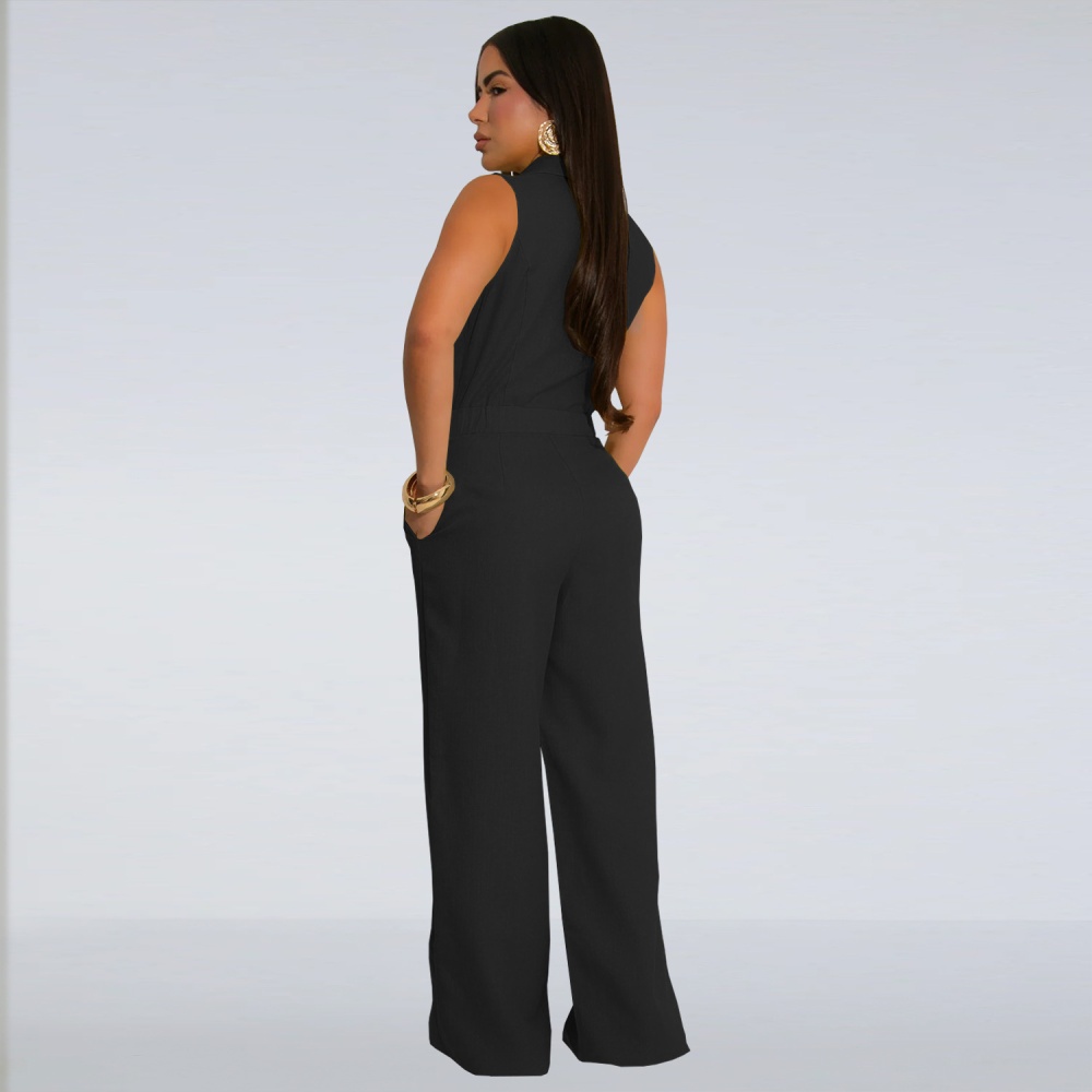 European style temperament business suit V-neck jumpsuit for women