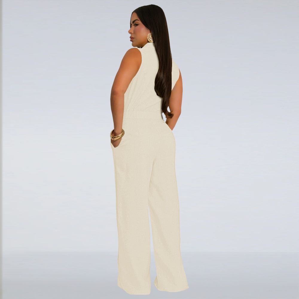 European style temperament business suit V-neck jumpsuit for women