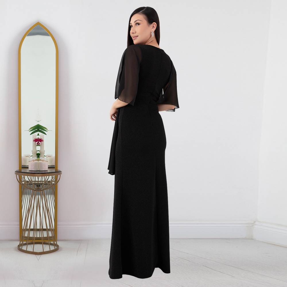 Fashion perspective split rhinestone dress for women