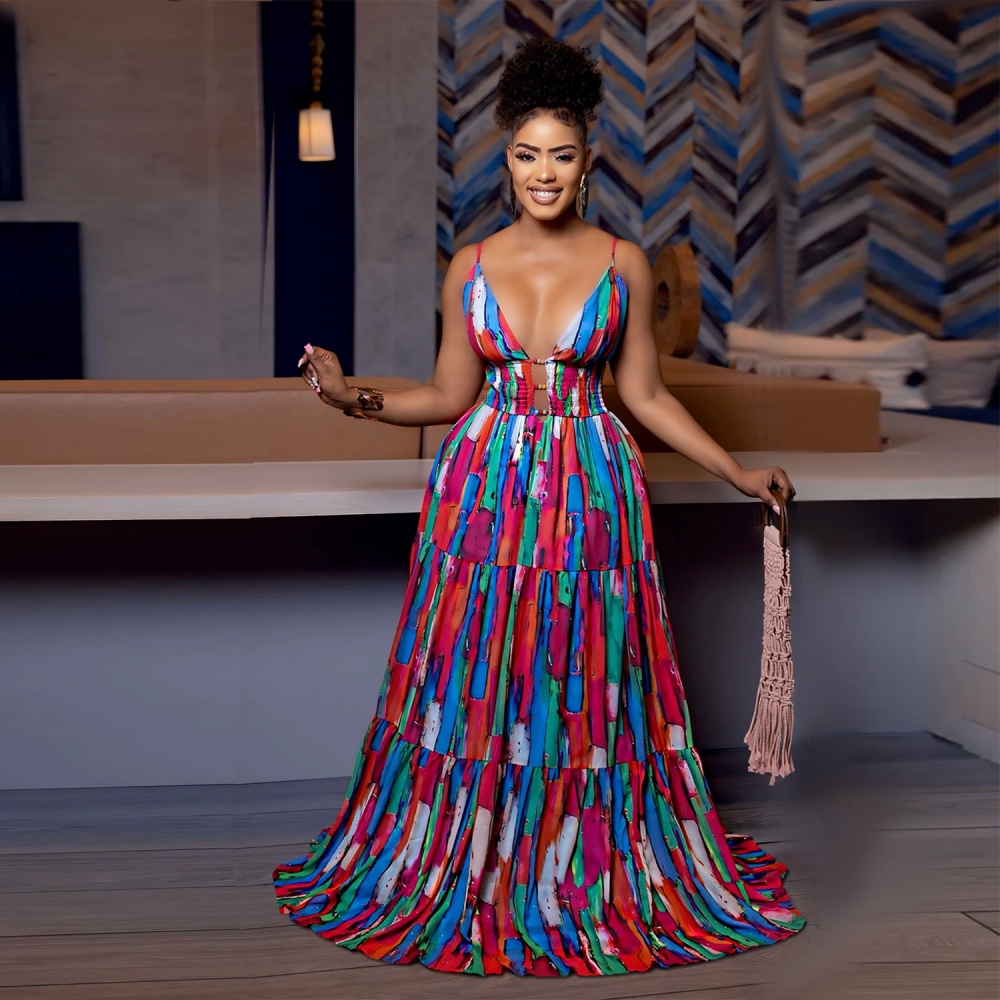Colors sexy fashion printing sling dress for women