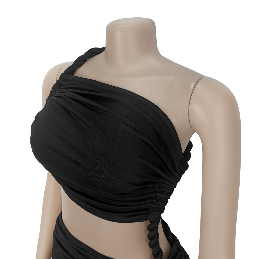 Summer wrapped chest split fashion long dress for women