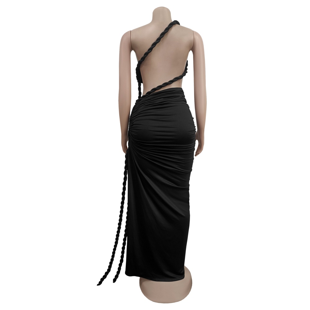 Summer wrapped chest split fashion long dress for women