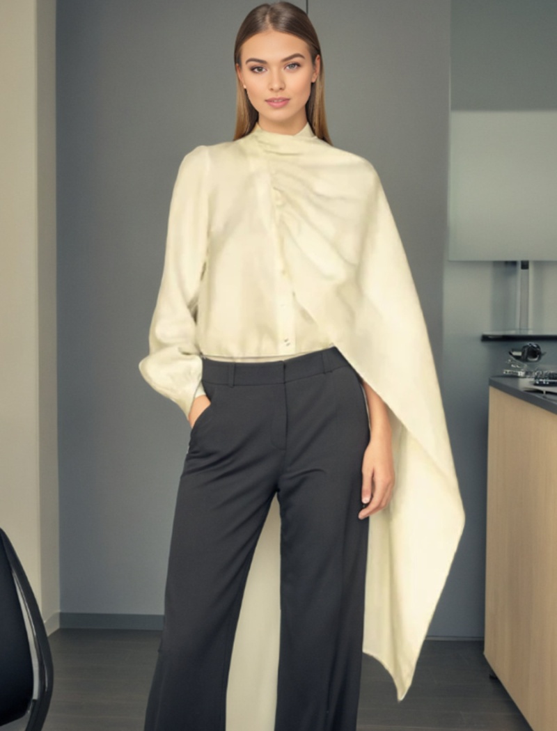 Single-breasted long sleeve shirt pure tops for women