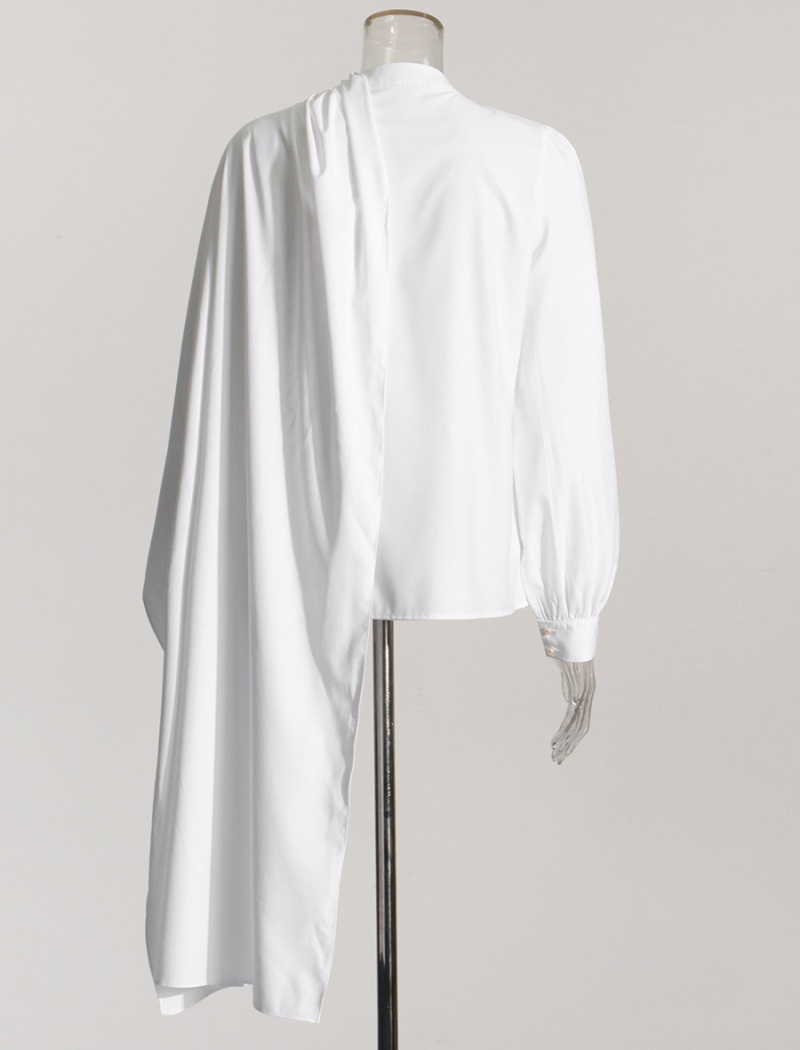 Single-breasted long sleeve shirt pure tops for women
