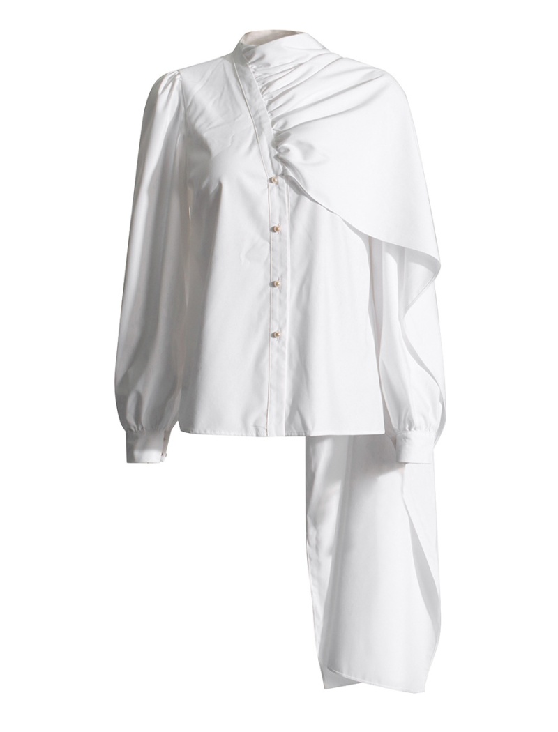 Single-breasted long sleeve shirt pure tops for women