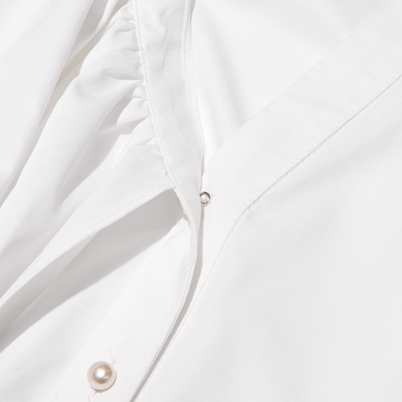 Single-breasted long sleeve shirt pure tops for women