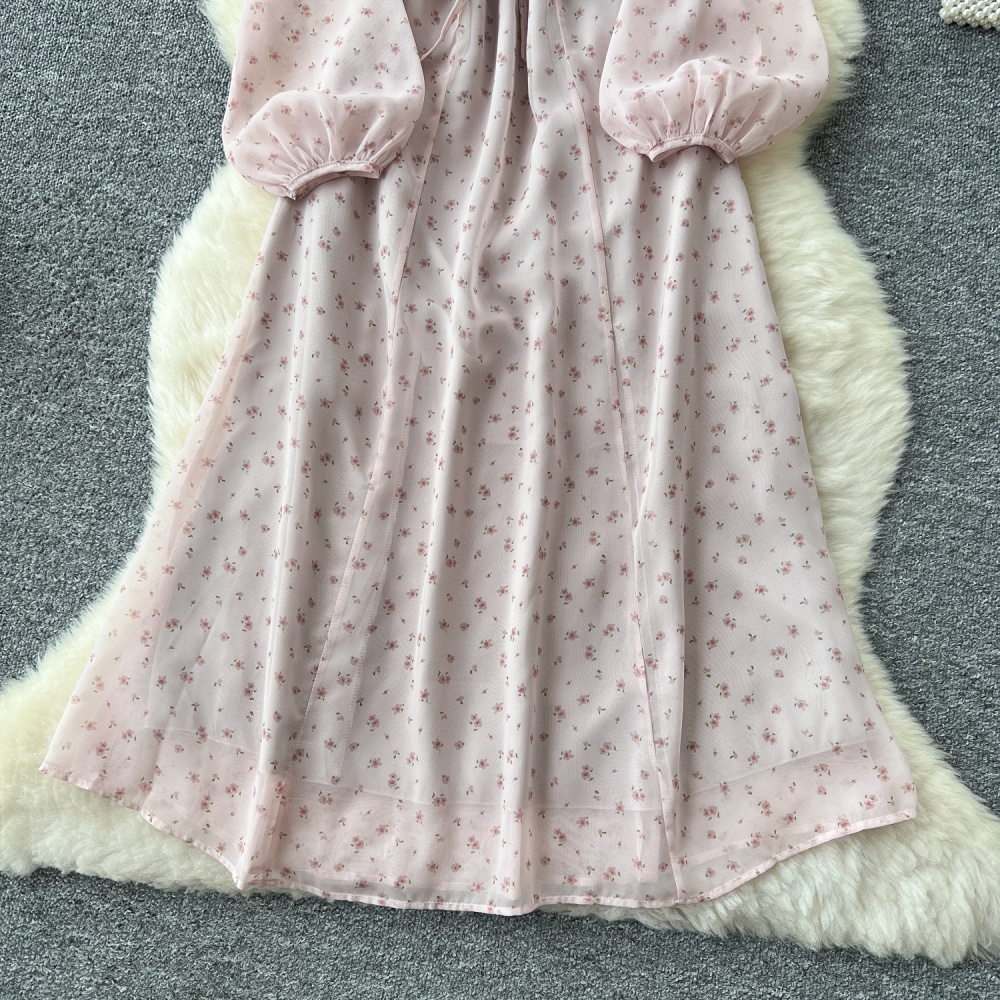 Niche lantern sleeve dress tender long dress for women