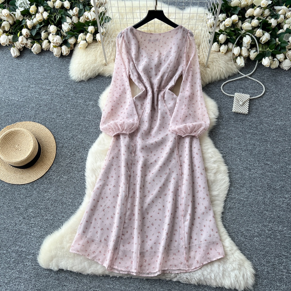 Niche lantern sleeve dress tender long dress for women