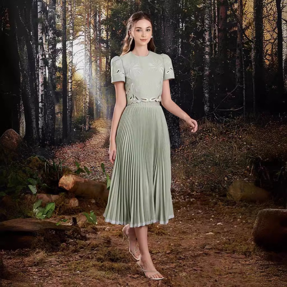Patterns hollow long dress elegant refreshing dress a set