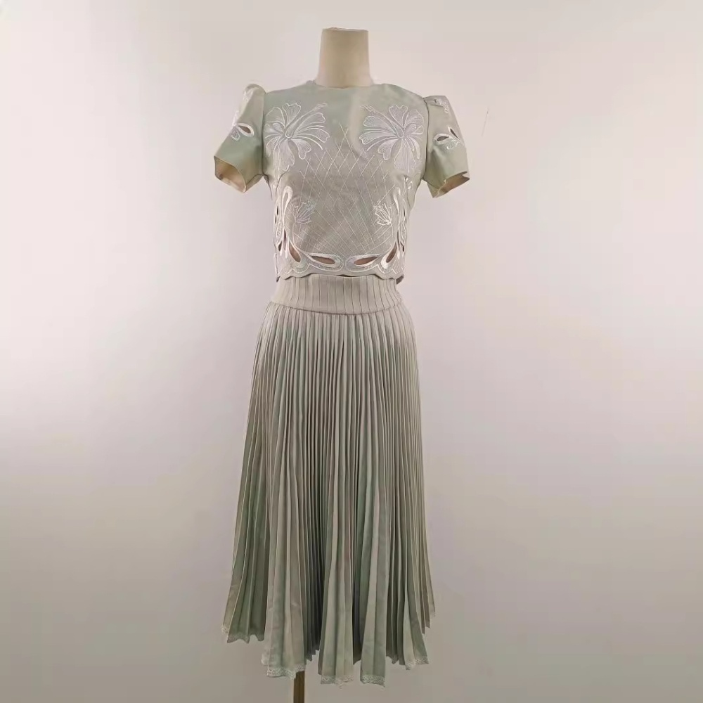 Patterns hollow long dress elegant refreshing dress a set