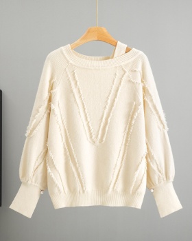 Horizontal collar Casual tops temperament autumn sweater