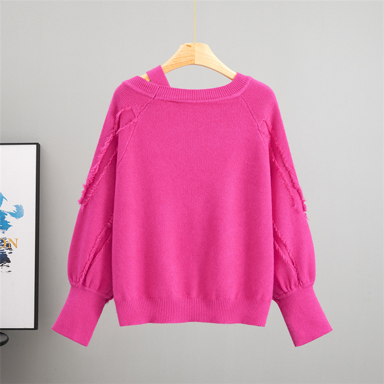 Horizontal collar Casual tops temperament autumn sweater