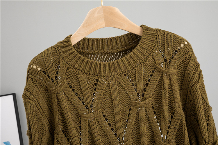 Screw thread twist sweater thick bottoming shirt for women