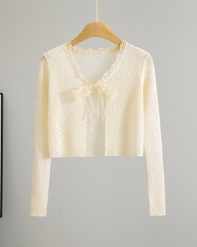 Knitted outside the ride shirts thin short cardigan