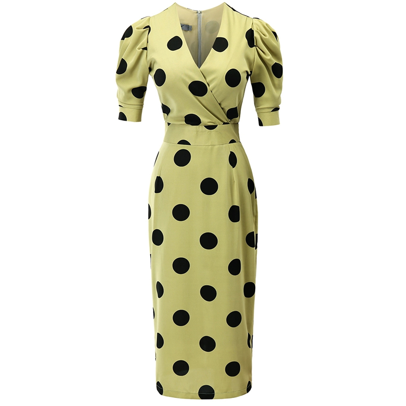 Short sleeve long dress V-neck dress for women