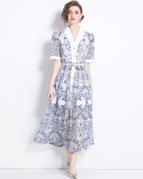 Gauze single-breasted dress short sleeve Casual cardigan