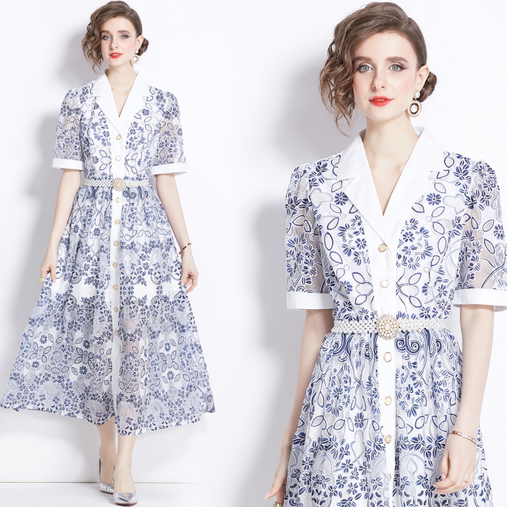Gauze single-breasted dress short sleeve Casual cardigan
