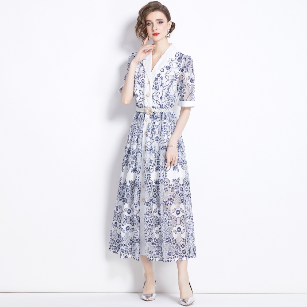 Gauze single-breasted dress short sleeve Casual cardigan