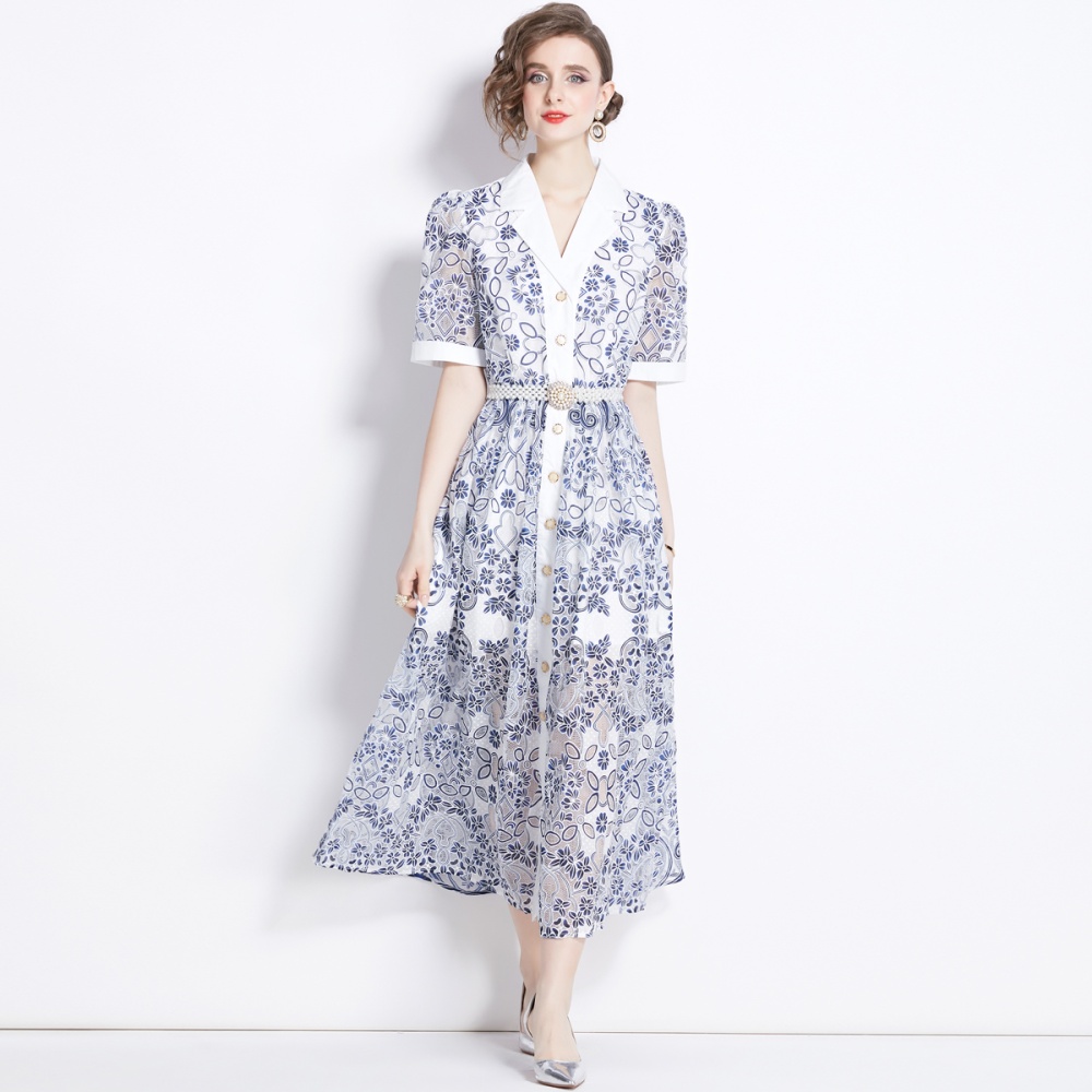 Gauze single-breasted dress short sleeve Casual cardigan