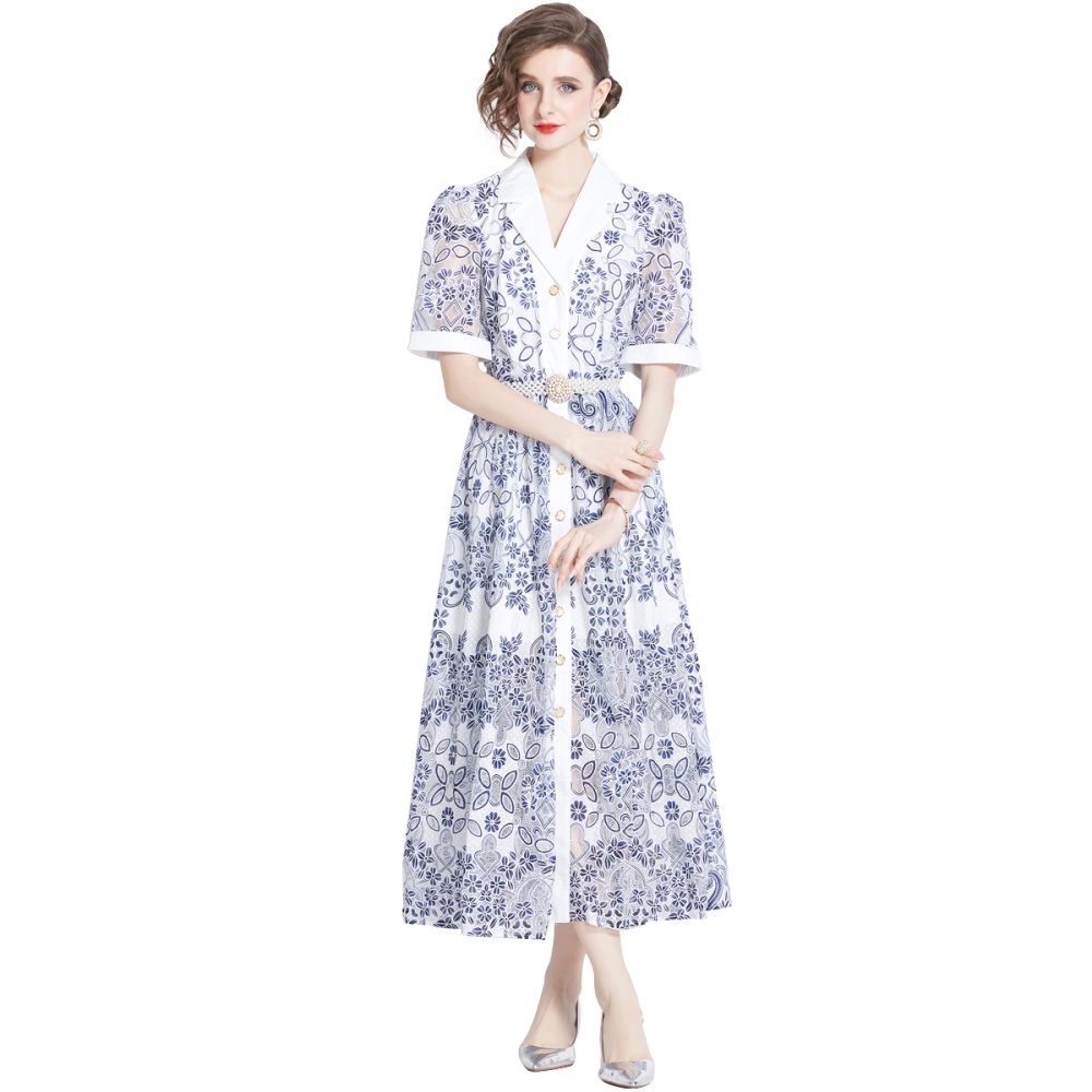 Gauze single-breasted dress short sleeve Casual cardigan