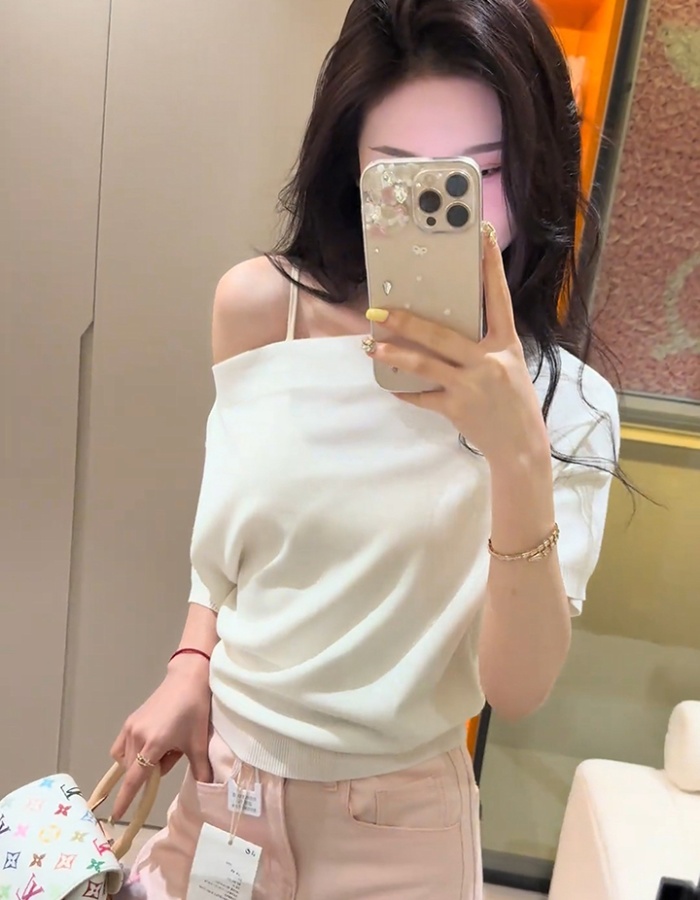 All-match slim tops short sleeve sweater for women