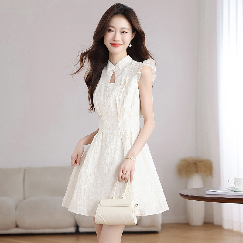 Chinese style short summer dress hollow A-line cheongsam