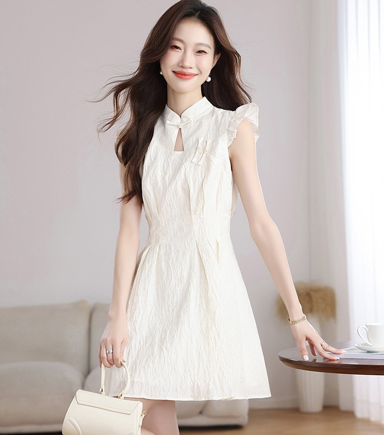 Chinese style short summer dress hollow A-line cheongsam