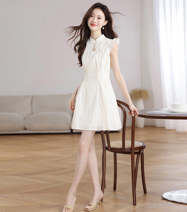 Chinese style short summer dress hollow A-line cheongsam