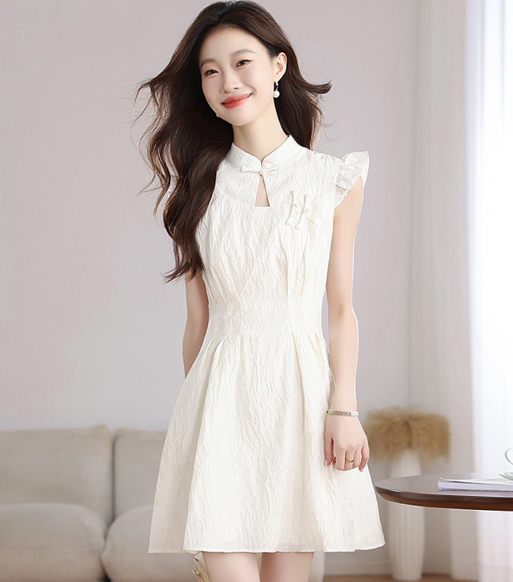 Chinese style short summer dress hollow A-line cheongsam
