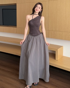 Mixed colors sleeveless summer irregular splice dress