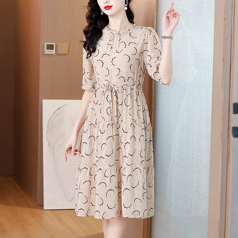 Colors slim France style long summer pinched waist dress