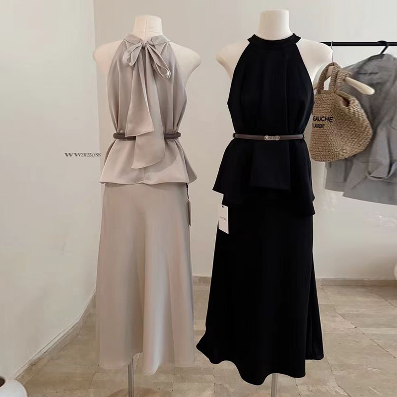High waist vest skirt 2pcs set for women