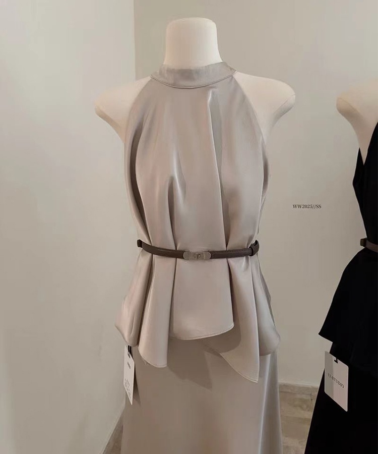 High waist vest skirt 2pcs set for women