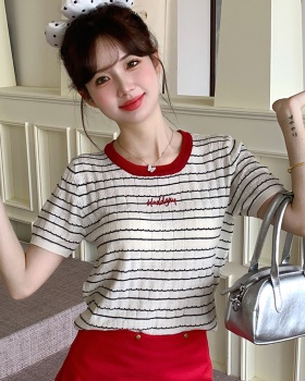 Stripe summer tops slim short small shirt