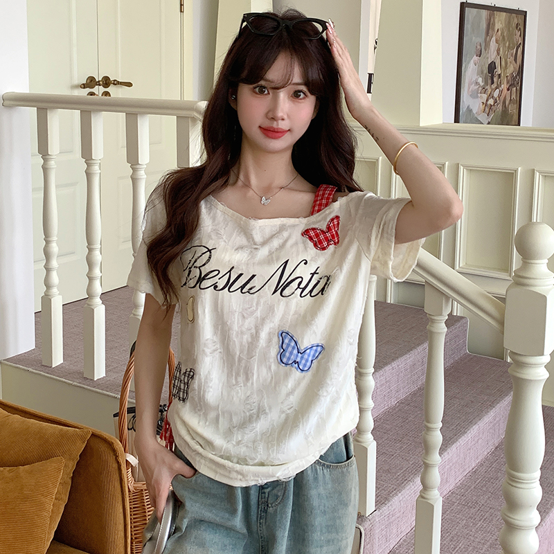 Temperament irregular T-shirt strapless summer tops