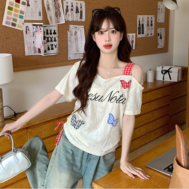 Temperament irregular T-shirt strapless summer tops
