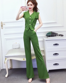 Slim temperament tops fashion long pants a set for women